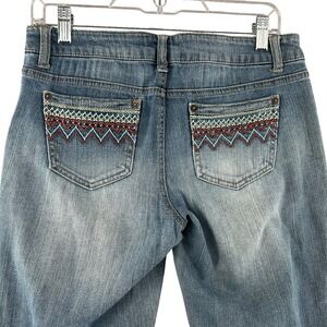Bongo Embroidered Distressed Skinny Jeans Junior‎ Womens Size 5 30x29.5 Y2K